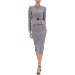 Bgl Womens 2Pc Blazer & Skirt Set, Gray